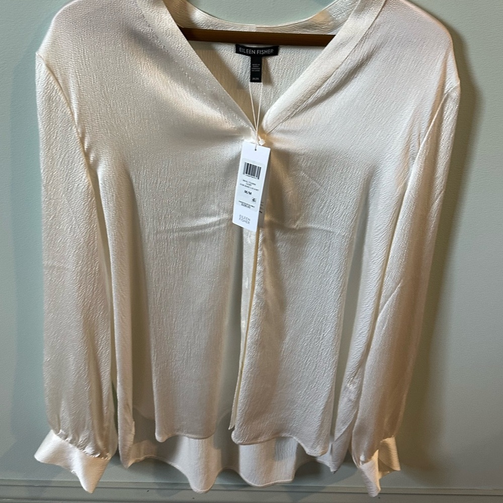 Eileen Fisher off white silk blouse